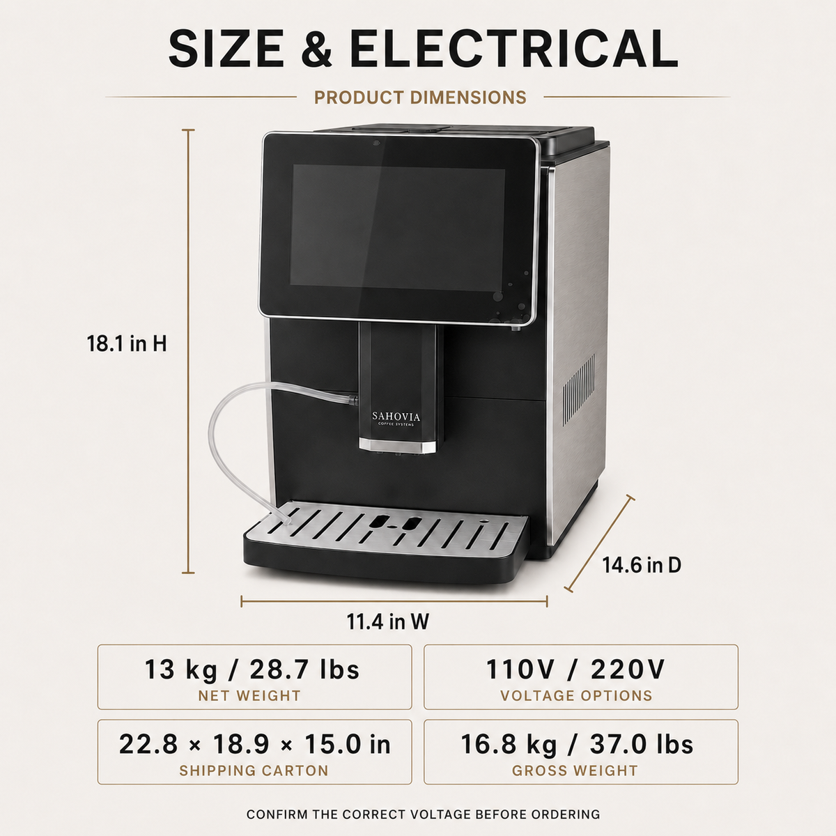 Compact Automatic Bean-to-Cup Coffee Machine for Office | Sahovia Velmora