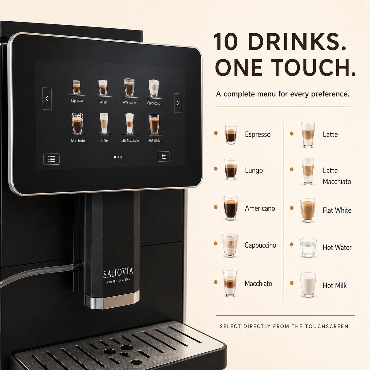 Compact Automatic Bean-to-Cup Coffee Machine for Office | Sahovia Velmora